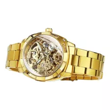 Relógio Masculino Pulso Mecânico Cor Ouro Luxuoso Clássico