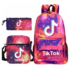 Mochila Tik Tok Moda Viaje Estudiante Juego De 3 Piezas