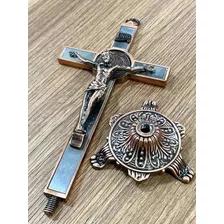Crucifixo De Metal Mesa E Parede Cruz 20cm