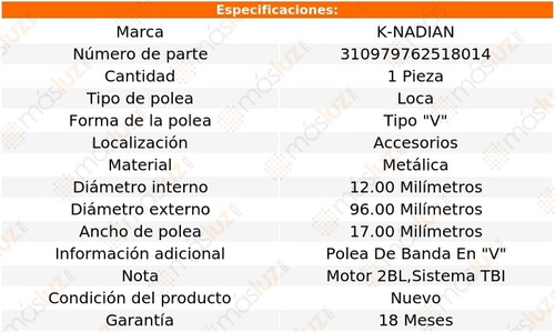 Polea Tipo  V  Metalica Aries L4 2.2l 81-88 Foto 3
