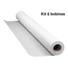 Kit 5 Bobinas Sulfite Plotter 610x50m 75g/m Tubo 2