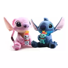 Casal Angel E Stitch Pelúcia Lilo & 25cm Original Disney 