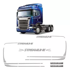 Kit Faixa Scania Streamline 2014 Adesivos Prata Completo