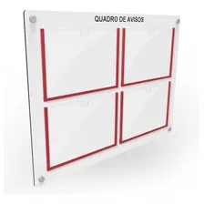 Quadro De Aviso/gestão Mdf 4 Displays Horizontal A4 Acrílico