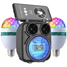 Caixa De Som Bluetooth Potente + 2 Led Globo Colorido Balada