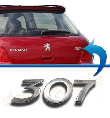 Emblema Trasero Numero 307 Peugeot Foto 2