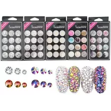 Kit 5 Cartelas Strass Cristal Pedrarias Decoração Unhas Nail Cor Variadas