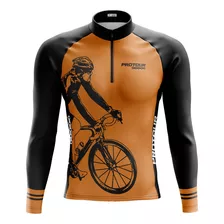  Camisa Ciclismo Masculina Manga Long Pro Tour Laranja