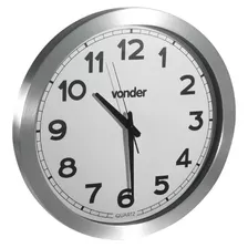 Relógio De Parede 45cm Em Alumínio Escovado Vonder