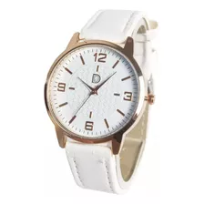 Reloj Pulsera De Cuero Blanco Para Mujer