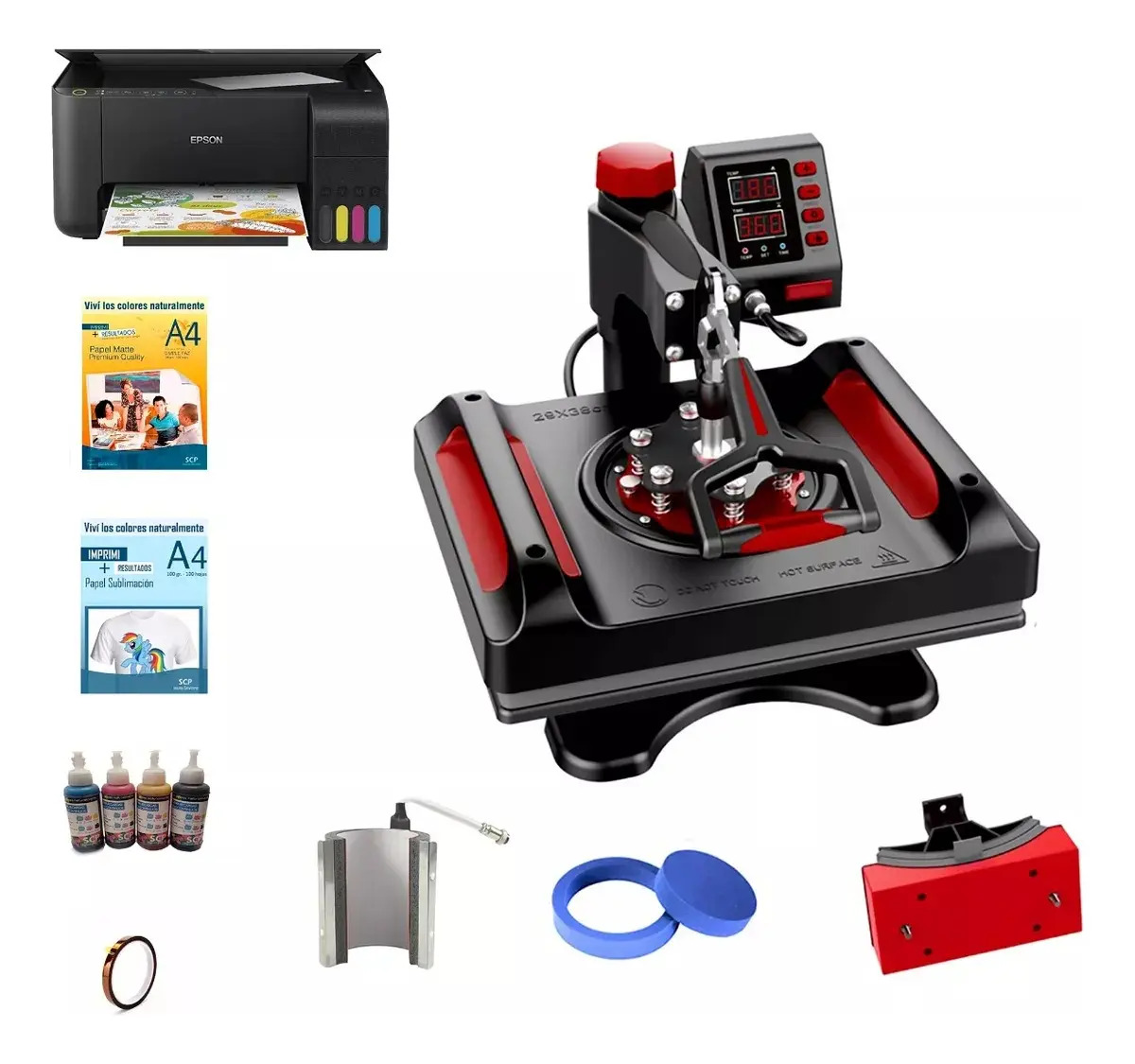 Kit Sublimación Epson L3150 Wifi + Estampadora 5 En 1 38x38