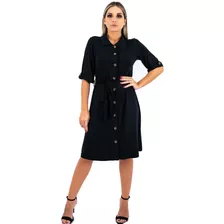 Vestido Social Feminino Básico Midi Soltinho Chamise Camisão