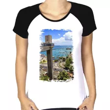Camiseta Baby Look Raglan Cidade Turismo Salvador Bahia 75