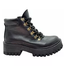 Borcego Work Mujer Cuero Vacuno Bota Plataforma Liviano Fu60