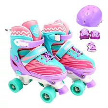 Patins Roller 4 Rodas Infantil N°28 Ao 31 + Kit De Segurança