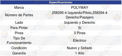 Par Espejos Chrysler Cirrus 07/09 Polyway Foto 3