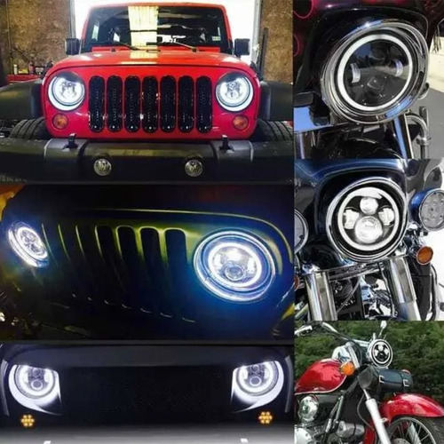 Faro Led 7'' Redondo Jeep/moto | Alto/ Bajo | Ojos De ngel  Foto 9