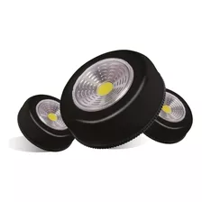 3 Mini Luminaria De Emergencia E Moveis Botton Led C/3pilhas Cor Preto/branco Quente