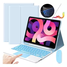 Funda Teclado Mouse Lapiz Para iPad Pro11/ Air5/4 10.9 Azul