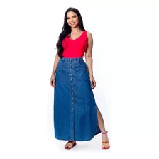Saia Longa Jeans Premium Lançamento Moda Evangélica S4036