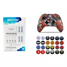 Kit Carga Y Juega 360 ( 4 Pilas Rec+ 2 Forros + 4 Grips)