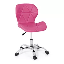 Cadeira De Escritório Império Brazil Business Slim Ergonômica Rosa Com Estofado De Couro Sintético