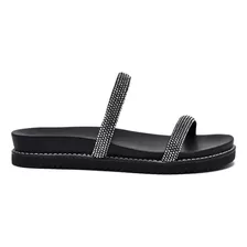 Sandália Papete Chinelo Flatform Feminino Strass Via Marte