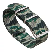 Pulseira Nato Para Relógio Nylon Camuflada Verde Militar 