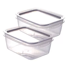 Frasco Pote Hermético Pvc Rectangular X2 Transparente 1,3lt 