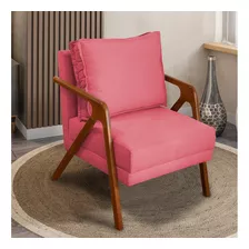 Cadeira Poltrona Decorativa Shine Madeira Maciça Suede Cores
