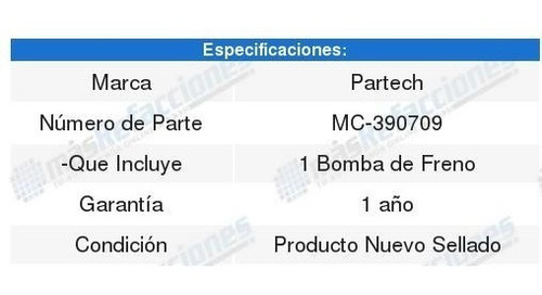 Bomba Freno Partech Dodge Grand Caravan 2001-2002 Foto 2