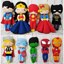 Kit Bonecos De Feltro Super Heróis Baby 10 Peças 