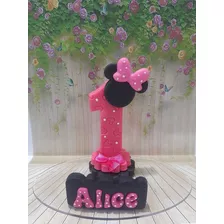 Vela De Aniversario Minnie Personalizada Em Biscuit