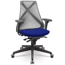 Cadeira Bix Plaxmetal Tela Cinza Assento Azul T39 Slider