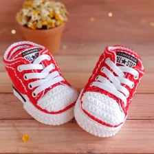 Tênis Crochê Réplica Allstar Cor Vermelho