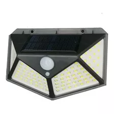 Luminária Solar Parede 100 Led Sensor Presença 3 Funções Cor Preto