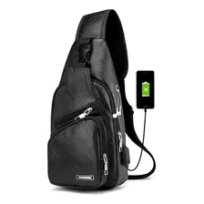 Bolsa Pochete Mochila Peito Ombro Transversal Usb Masculina