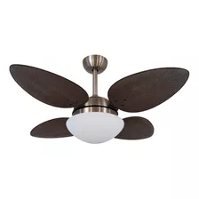 Ventilador De Teto Bronze Vidro Fechado Pétalo Palmae Marrom