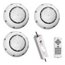 Foco Led Rgb 18w Piscina + Control Remoto + Fuente 12v X3