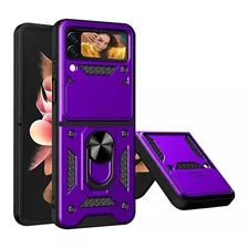 Funda Para Samsung Z Flip 4 C/anillo Y Soporte Morado