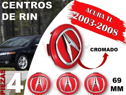 Kit De Centros De Rin Acura Tl 2003-2008 69 Mm (rojo) Foto 2