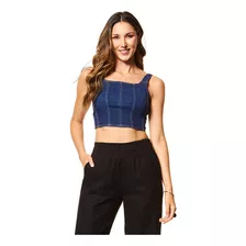 Top Jeans De Alça Com Elastano Sawary 