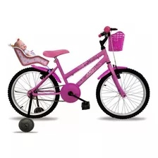 Bicicleta Infantil Feminina Rosa Aro 20 Cadeirinha + Boneca