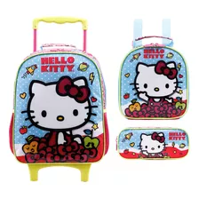 Kit Mochila Hello Kitty Original Lancheira Térmica E Estojo