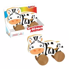 Brinquedo De Madeira Carrinho Animais Zebra Ciabrink 