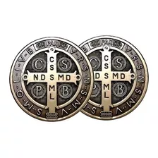 2 Adesivos Medalha De São Bento Cruz Bronze 10 Cm