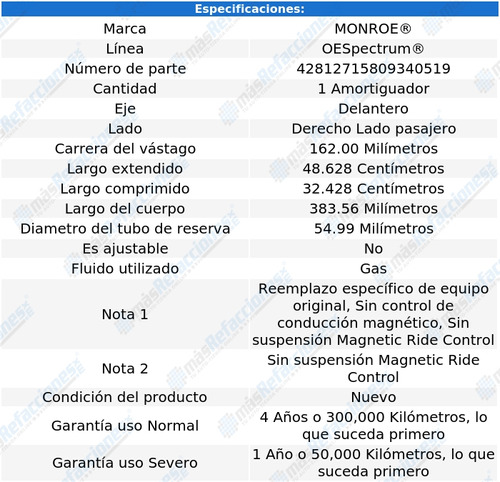 Amortiguador Monroe 73055 Chevrolet Camaro 2016 2017 Foto 3