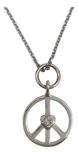 Pingente Vivara Nova Era Paz De Ouro Branco 18k E Diamante Branco