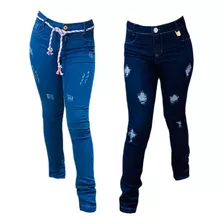 Kit 2 Calças Jeans Feminina Menina Infantil Juvenil 2 Ao 16