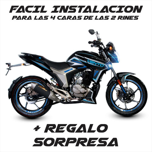 Kit Stickers Rin  Reflejantes Vento Storm 250 Azul  + Regalo Foto 4